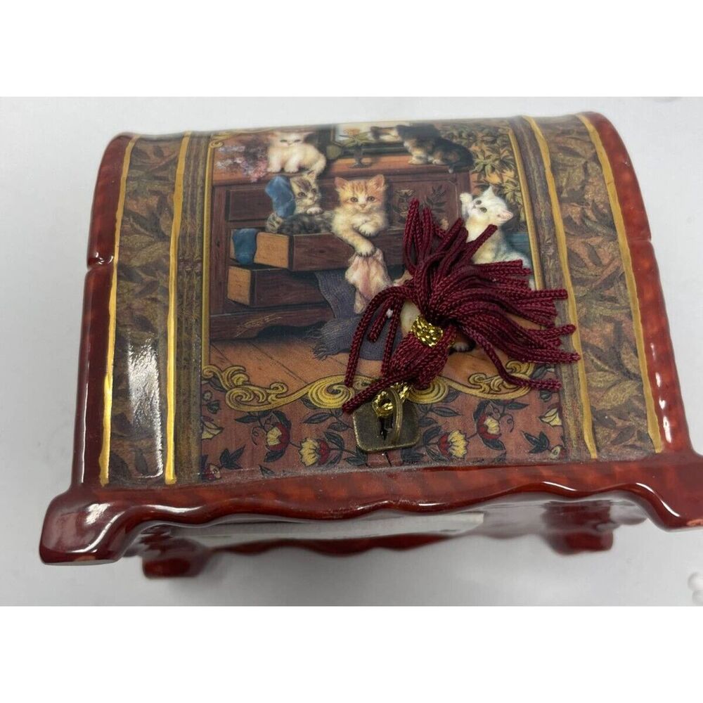 Ardleigh Elliot 2002 Porcelain Music Box Kitten Capers Cat Tales B4886 Authentic